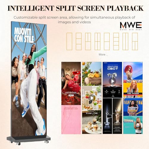 QIXZOCV MWE P1.86 LED Poster Screen with Flight Case, 80" LED Digital Signage Display with Publishing System, Foldable Advertising Display Kiosk Video Wall for Events, WiFi/USB/HDMI (1 Panel) - image 7