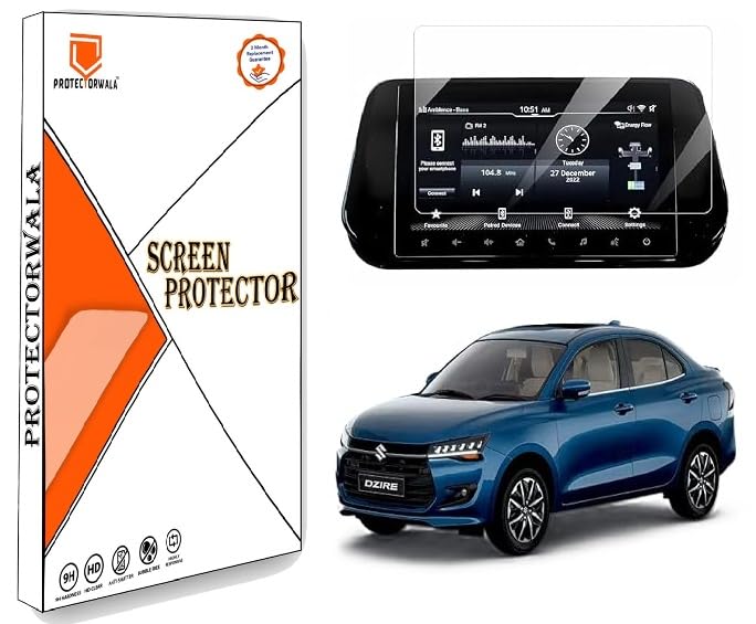 compatible for maruti suzuki swift dzire 9 inch infotainment system touch screen guard protector accessories (swift dzire, 9 inch)
