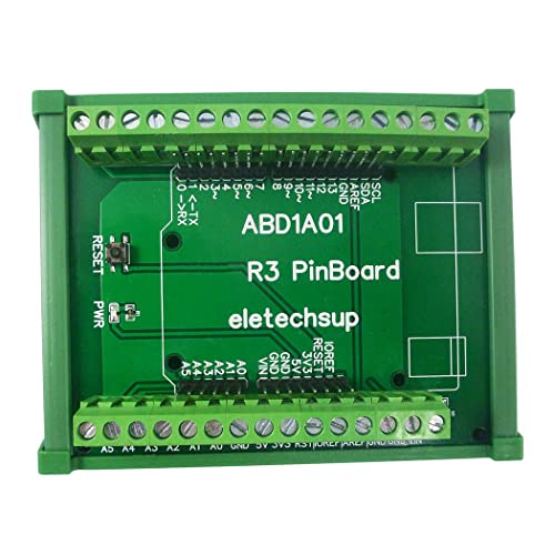 Eletechsup R3 Shield Expansion Board DIN Rail Mount Screw Terminal Module for PLC Industrial Control Equipment Modification (1 x with Shell)