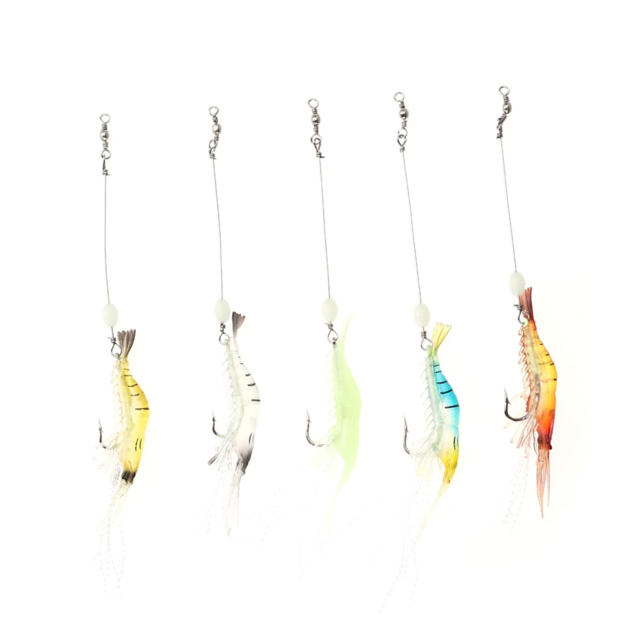 30pièces Leurres De Artificiels Crevette avec Hameçon Appâts Souples Luminous pour Poissons Carnassiers Divers Coloris