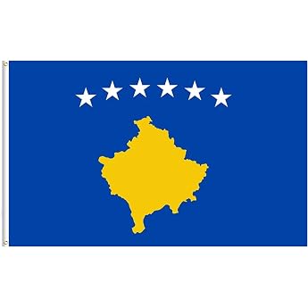 Kosovo Flag 90 x 150 cm Kosovo Flag Polyester Digital Print Vivid Colour Fade Resistant Double Stitched with Brass Eyelets for Garden Indoor Outdoor Use