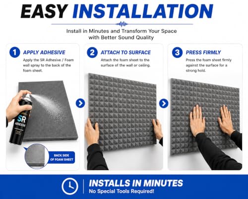 Image of Pyramid Soundproofing Studio Acoustic Foam (1 Sheet / (6'x3')) - 2 Inches Inches High Density, Soundproof Foam, Noise Reduction,Echo Absorption (Grey, 1 Sheet / (6'x3'))