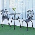 JARDIN DE CENTENNIAL 3-Piece Patio Bistro Furniture Set Cast-Aluminum Bistro Table Set for Lawn,Garden,Backyard (YILI Copper)