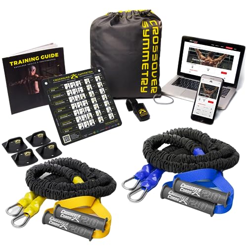 Crossover Symmetry Shoulder System Includes Two Sets of Resistance Bands Attachments Training Guide Exercise Chart Online Workouts for Home Fitness Rehab Rotator Cuff Exercises (Wall Mounts, Elite)