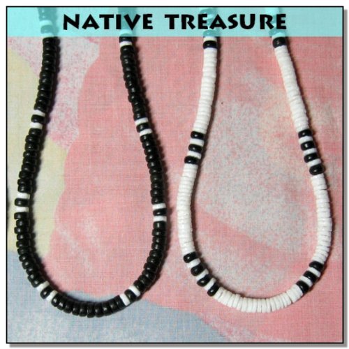 Native Treasure 17 Inch Men's Women's Set Of 4 Puka Shell And Coco Bead Surfer Necklaces #2-5Mm (3/16") #TOP7