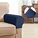 subrtex Spandex Stretch Fabric Armrest Covers Anti-Slip Furniture Protector Armchair Slipcovers for Recliner Sofa Set of 2（Blue Jacquard）