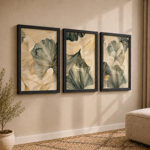 Image of NoWorries Modern Portrait Art & London Floral Wall Frames Paintings | Chelsea & Covent Garden Botanical 300 GSM Premium Prints | Stylish Home Decor for Living Room, Office & Bedroom | Synthetic Wooden Wall Art Frames (Set of-3) (BLACK, ART-12, 21X31INCHES)
