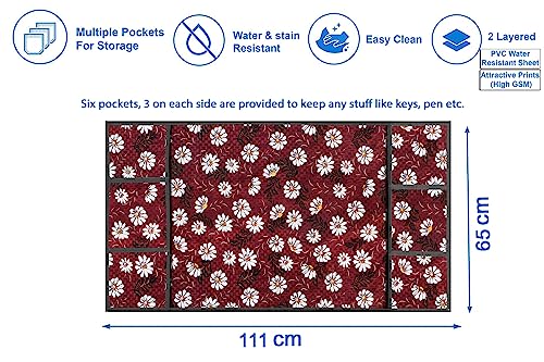 Image of Stylista Refridgerator top Cover Suitable for Samsung RR20C1723S8 /HL, 183 Liter Fridge, Dimension (WXD) 65x111 CM, Floral Pattern Red White