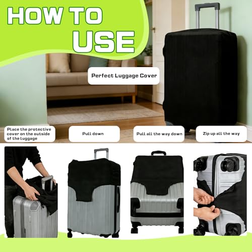 NOREVYE Custom Luggage Cover – Personalized Photo or Name Suitcase Cover, Double-Sided Stretch Luggage Protector, Washable & Scratch-Resistant Travel Cover (S(18-21 in)) - Image 6