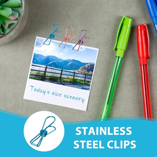 50 Stück Metall Draht Hohl Klammern, 32 mm Schwarz/Silber/Mehrere Farben, Niedliche Mini Büro Klammer für Kleidung Rechnung Papier Büro Bedarf (Mehrere Farben)