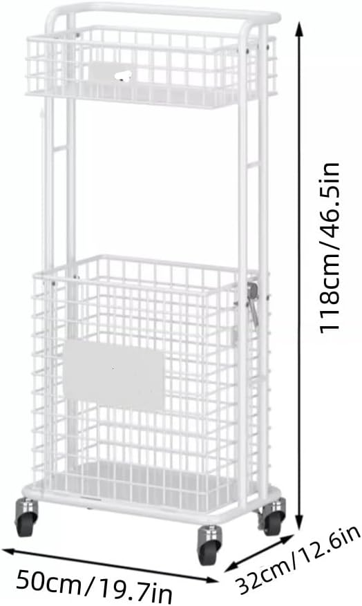 Home Gym Storage Rack with Wheels, Yoga Mat Storage Shelf, Workout Equipment Organizer, Dumbbell Holder, Ball Holder for Basketball, Badminton, Yoga Wheel, Movable Indoor Storage Cart(White)