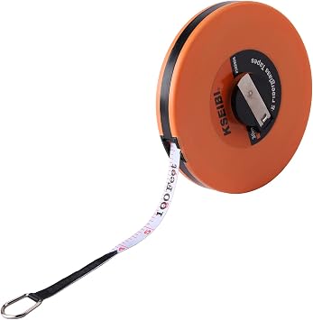 KSEIBI 302910 Long Fiberglass Tape Measure Double Face Printing Inch/Metric for Construction Work 66ft / 20m