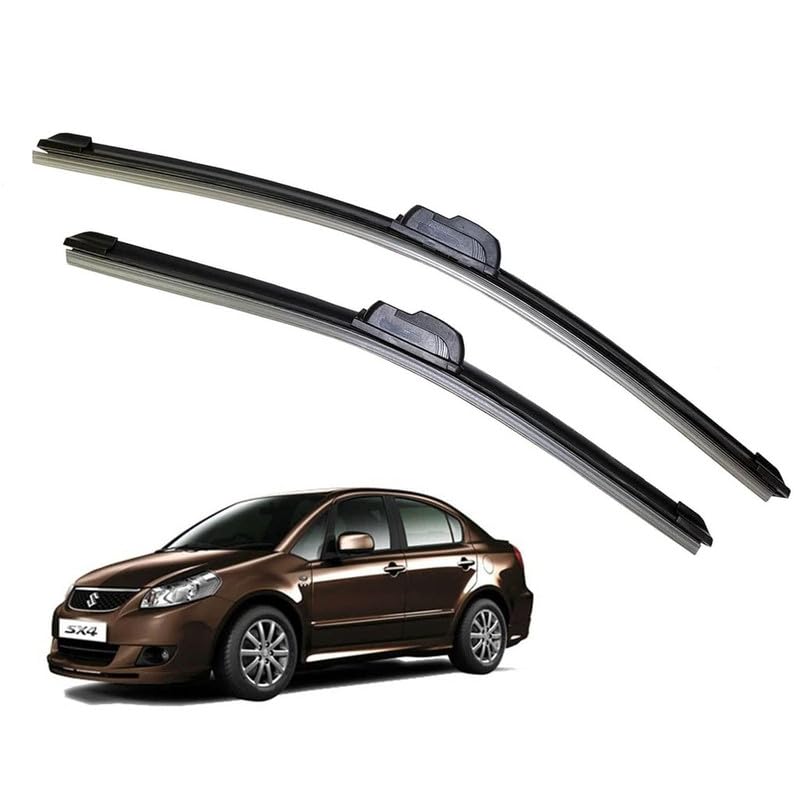 Image of Audio WHeels Perfect Fitting Frameless Windshield 100% Scratch Proof Cleaning Water Repellant Silicon Car Wiper Blades For Equipment Replacement, Set of 2 (D-26 inch & P-14 inch)