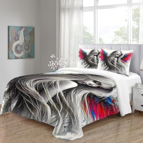 Housse de couette ailes d'ange avec fermeture éclair pour un lit double sans plis - 6