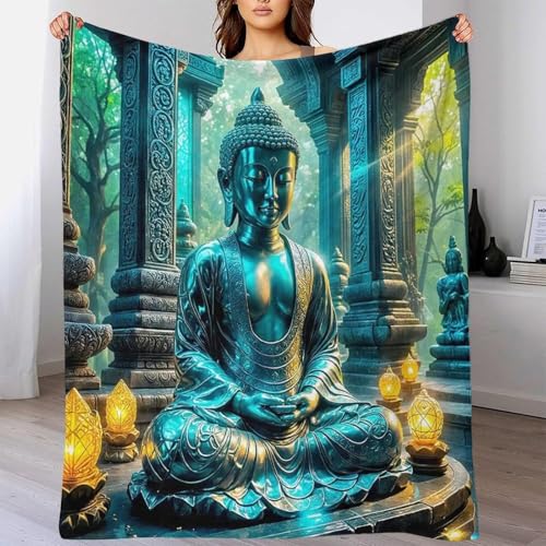 Couverture Bouddha 3D jeté de lit microfibre douce pour intérieur zen - 6