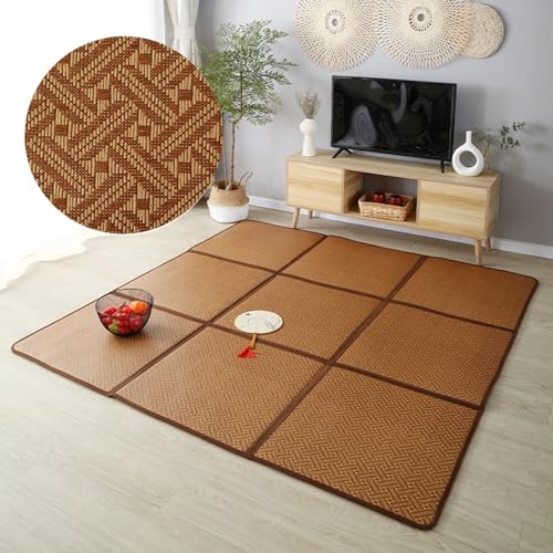 Colchón de ratán transpirable para verano, futón de 23.6 x 47.3 pulgadas (marrón) – perfecto para relajarse y comodidad