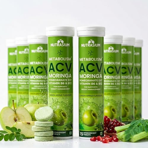 Image of Nutrasium ACV Moringa Metabolism Plus | Apple Cider Vinegar Effervescent Tablet | For Supports Weight Loss, Control Cravings, Convert Fat Into Energy, Boost Energy & Immunity | 120 Tablets Green apple