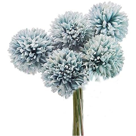 5Pcs Artificial Flowers, Fake Flowers Silk Plastic Artificial Hydrangea Realistic Flower Arrangements Wedding Decoration Table Centerpieces(Blue) Cover