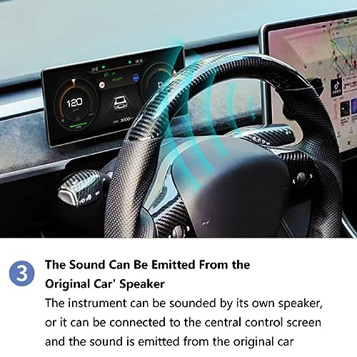 Fockety 9 Zoll Auto Head Up Display für Model 3/Y, IPS Bildschirm, WLAN Verbindung, Google Assistant, Carplay, Drehzahlmesser, Eingebettetes Design, Auto HUD Display für