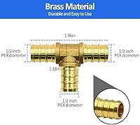 Vista 4 de 15 piezas de accesorios PEX de 1/2 pulgada, juego de acoplamientos rectos de codo TEE, combinación de accesorios de PEX de latón con Tees, codos