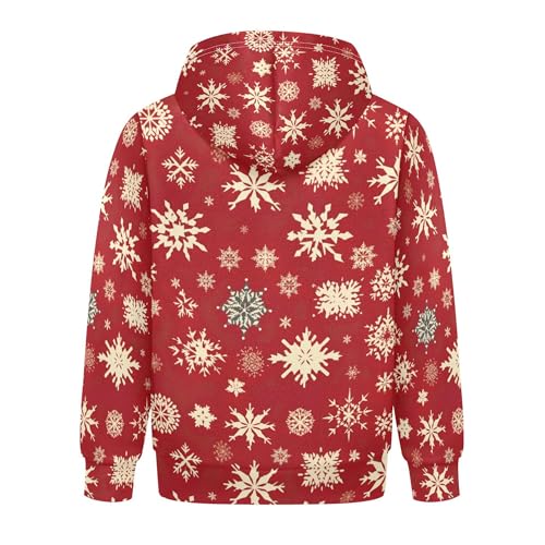 Kids Hoodies Sweaters Christmas Xmas Snowflake Hooded Sweatshirts with Big Pockets for Boys Girls B04000932