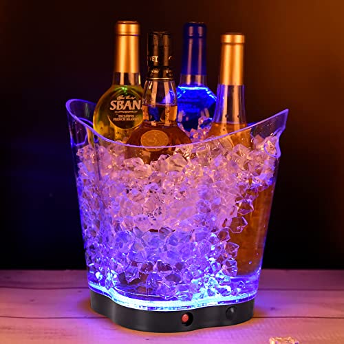 Led Ice Bucket - Portable Colorful Gradient Ice Bucket 6 Liter,Great For Home Bar, Chilling Beer, Champagne And Wine (Four Leaved Clover-1Pcs) #TOP2