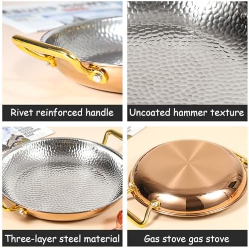 Stainless Steel Round Spanish Paella Pan with Riveted Handle - Nonstick, Induction Ready, Ideal for Outdoor Camping & Parties, Dishwasher Safe, 18-inch Size