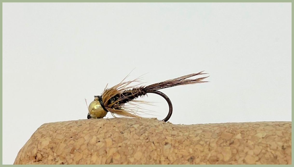 Lot de 24 mouches nymphes sans ardillon à tête dorée et tungstène pour truite - Tailles mélangées
