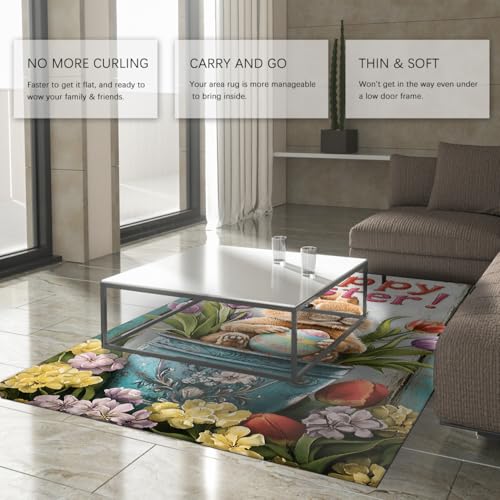 Tapis de Pâques 120x180cm avec carpette imprimée lapin pour chambre - 4