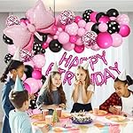 Pink Mouse Balloon Garland Arch Kit for Cartoon Mouse Theme Birthday Party Decorations Girl Kids, Rose Red Pink Black Bow Foil Balloons birthday Banners for Mouse Baby Shower Party Supplies - Image 5
