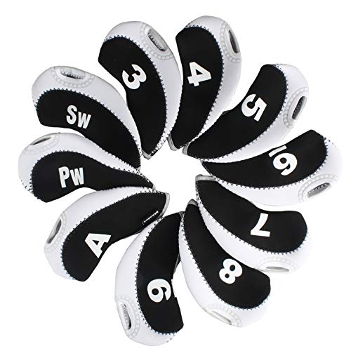 Andux Number Print Golf Iron Club Head Covers with Transparent
