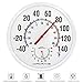 Circrane 13.25 Inch Round Thermometer with Hygrometer, Large Indoor Wall Patio Bimetal Weather Thermometer, No Battery Required, White