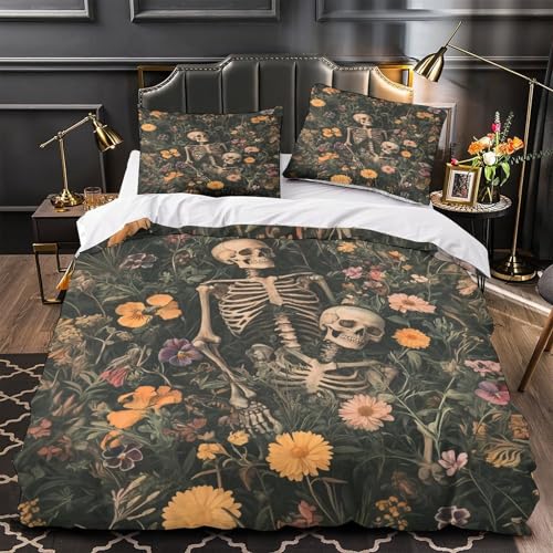 Housse de couette skateur squelette king 220x240 parure de lit microfibre