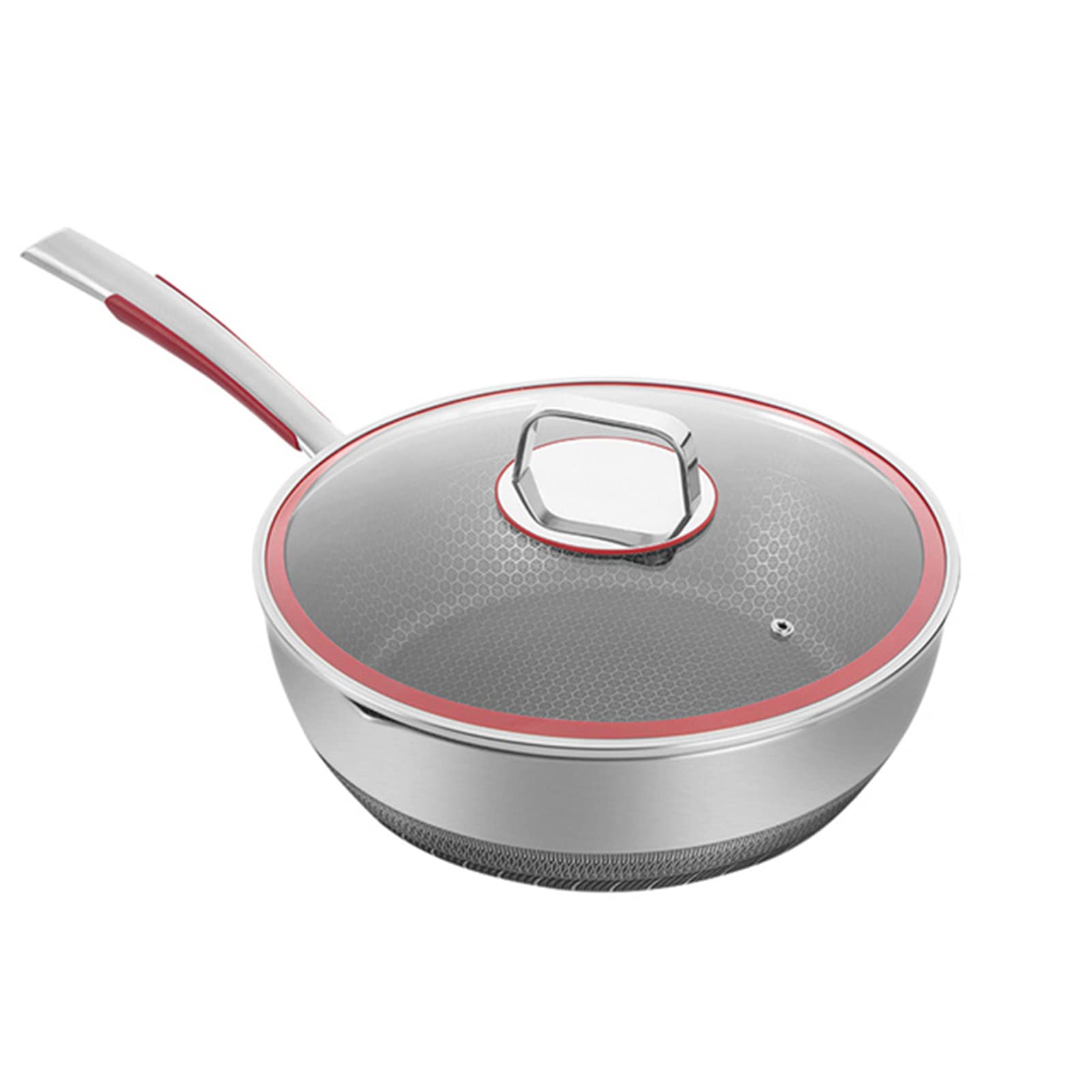 Wok Padella Antiaderenti, Multifunzione e AntiGraffio Wok Teglie, Wok Pentola per Friggere Facile da Pulire per Fornelli a Gas a Induzione Elettrica Forno (A 26cm)