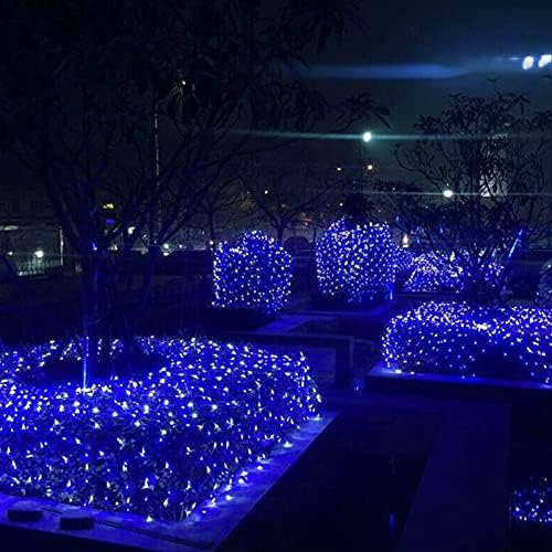 CCILAND 3x2m Christmas Net Lights Outdoor Mains Powered - 200 LED Mesh Light Plug in, 8 Modes 30V Low Voltage Garden Bush String Lights for Shrub Fence Backyard Patio Lawn Window (Blue)
