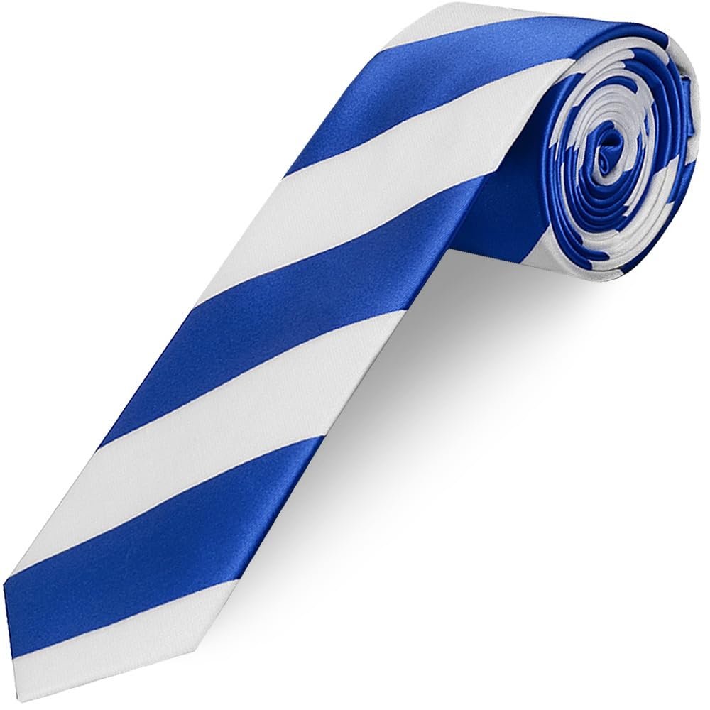 Ties R Us Boys Blue & White Blue And White Striped Skinny Football Tie