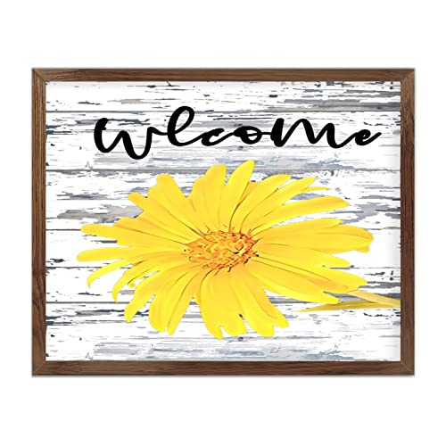 Tableau tournesol décoration murale bois avec message motivation 40x50