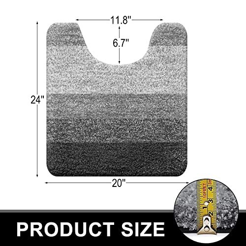Olanly Luxury Toilet Rugs U-Shaped, Extra Soft And Absorbent Microfiber Bathroom Rugs, Non-Slip Plush Shaggy Toilet Bath Mat, Machine Wash Dry, Contour Bath Rugs For Toilet Base, 20X24, Grey #TOP1