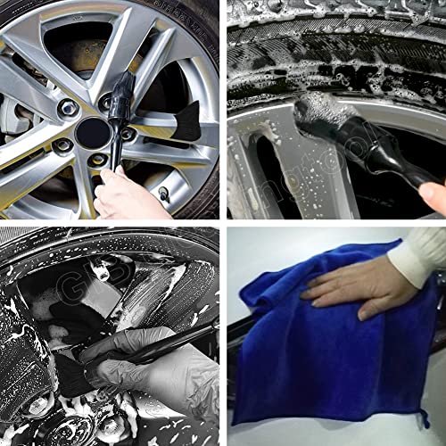 11 Pcs Detailing Brush Set With 5 Car Detailing Brushes, 3 Wire Brush, Microfiber Towel, 1 Car Vent Cleaner And Cloth Car Cleaning Kit For Cleaning Interior, Exterior, Leather, Motorcycle #TOP5