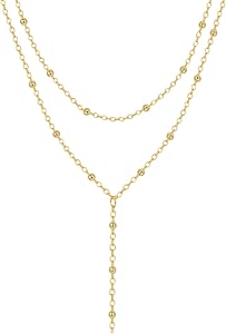 Coshilta Gold Necklace for Women, 14K Dainty Gold Long Necklace Y-Shaped Pendant Necklace Minimalist Drop Layered Necklaces Gold Jewelry For Women Gift
