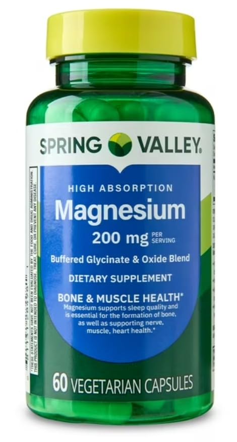 H4U Magnesium Glycinate & Oxide Blend 200 mg High Absorption Magnesium Supplement Supports Relaxation Muscle & Bone Health 60 Veg Capsules