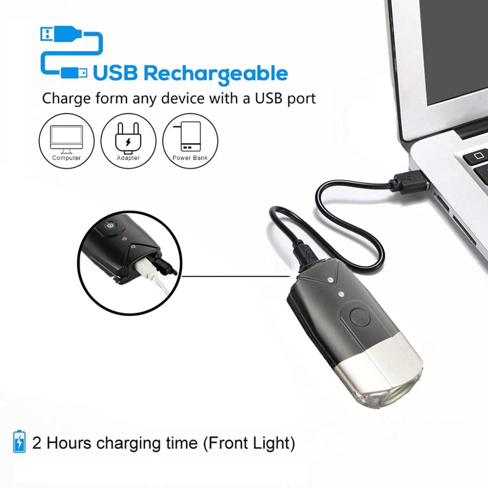luci Bicicletta LED,2000mAh luci Bici Ricaricabili USB, Luce Bici Anteriore Potente 1200 Lumens,Impermeabile IPX6 Set di luci per Bicicletta per Strada e Montagna-1200mAh. Super