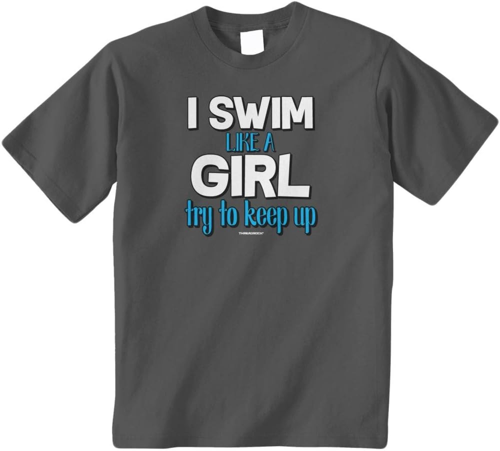 Threadrock Big Girls' I Swim Like a Girl Try to Keep Up Youth T-Shirt
