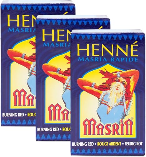 Masria HENNEDROG - Lote de 3 – Henna para el cabello – AUBURN 90 gramos