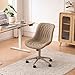 YOUNIKE Khaki Home Office Desk Chair No Arms Comfy Small Vanity Chair Chair with Wheels Swivel Adjustable Modern Ergonomic Task with Back Armless Cute Leather Upholstered Rolling Chair