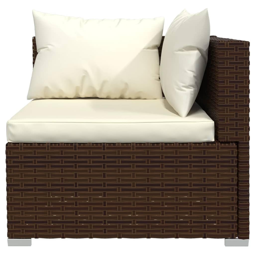 vidaXL Divano a 3 Posti con Cuscini in Polyrattan Marrone