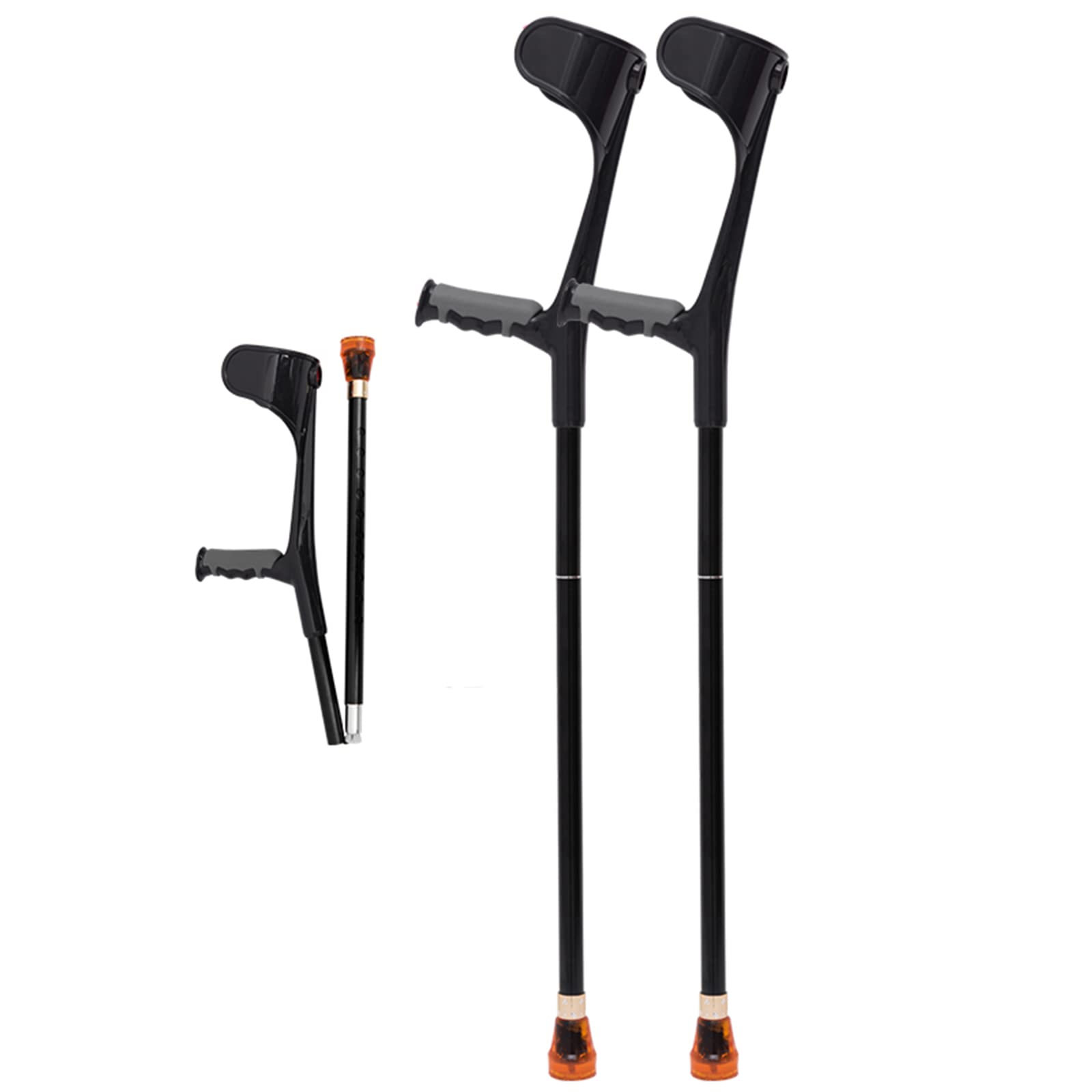 Avambraccio Leggero Pieghevole, stampella ergonomica per Polsini Regolabili, Camminata sul Gomito per Adulti, Uomini, Donne, carico 120 kg/264 libbre, 2 unità (Nero)
