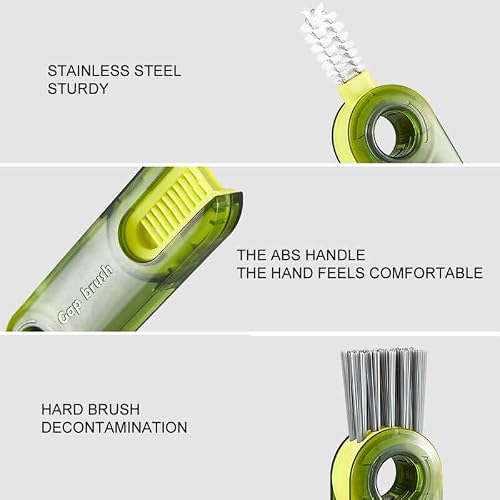 3 In 1 Cup Lid Cleaning Brush Set, Gift 3Pcs Adhesive Hooks, Multi-Functional Insulation Cup Crevice Cleaning Tools, Mini Silicone Bottle Cleaner For Water Bottle, Nursing Bottle And Cups (3Pcs-Mix) #TOP3