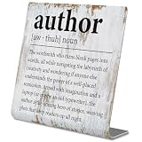Author Desk Sign Funny Inspiring Gift for Writers, Novelists, Editors or Book Lovers, Rustic Steel Plaque with Literary Quote, Office or Writing Nook Decor for Storytellers Creative Minds XLK522