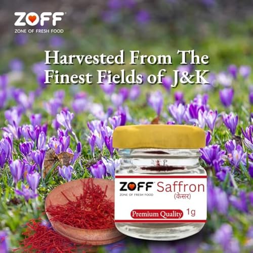 Image of Zoff kesar saffron original- Premium Kashmiri kesar saffron- Hand-Picked & Naturally Aromatic -Perfect for Cooking, Desserts & Wellness -Net Weight: 1g (Pack of 3)